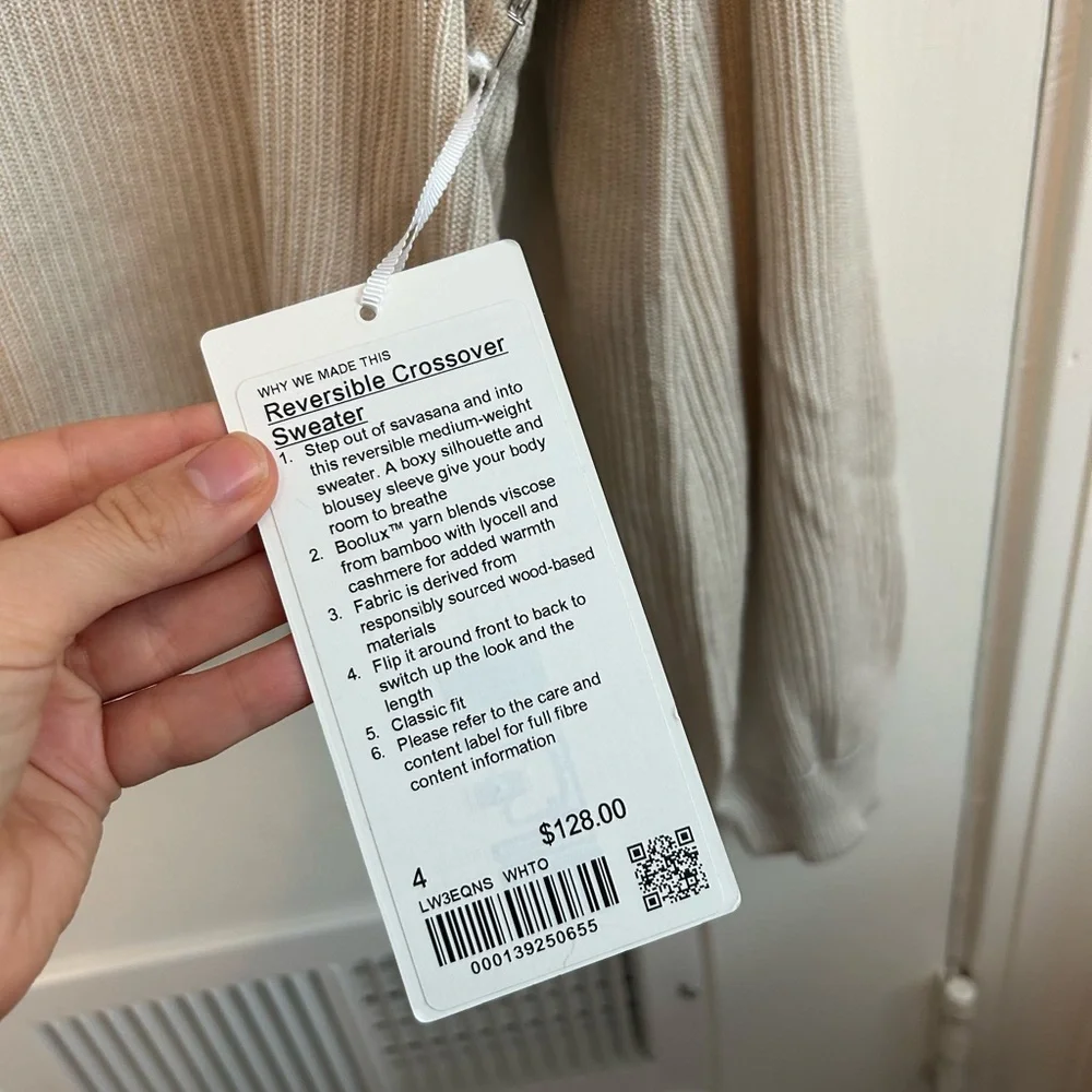 Lululemon Reversible Crossover Sweater Tan Size 4 - Picture 4 of 5